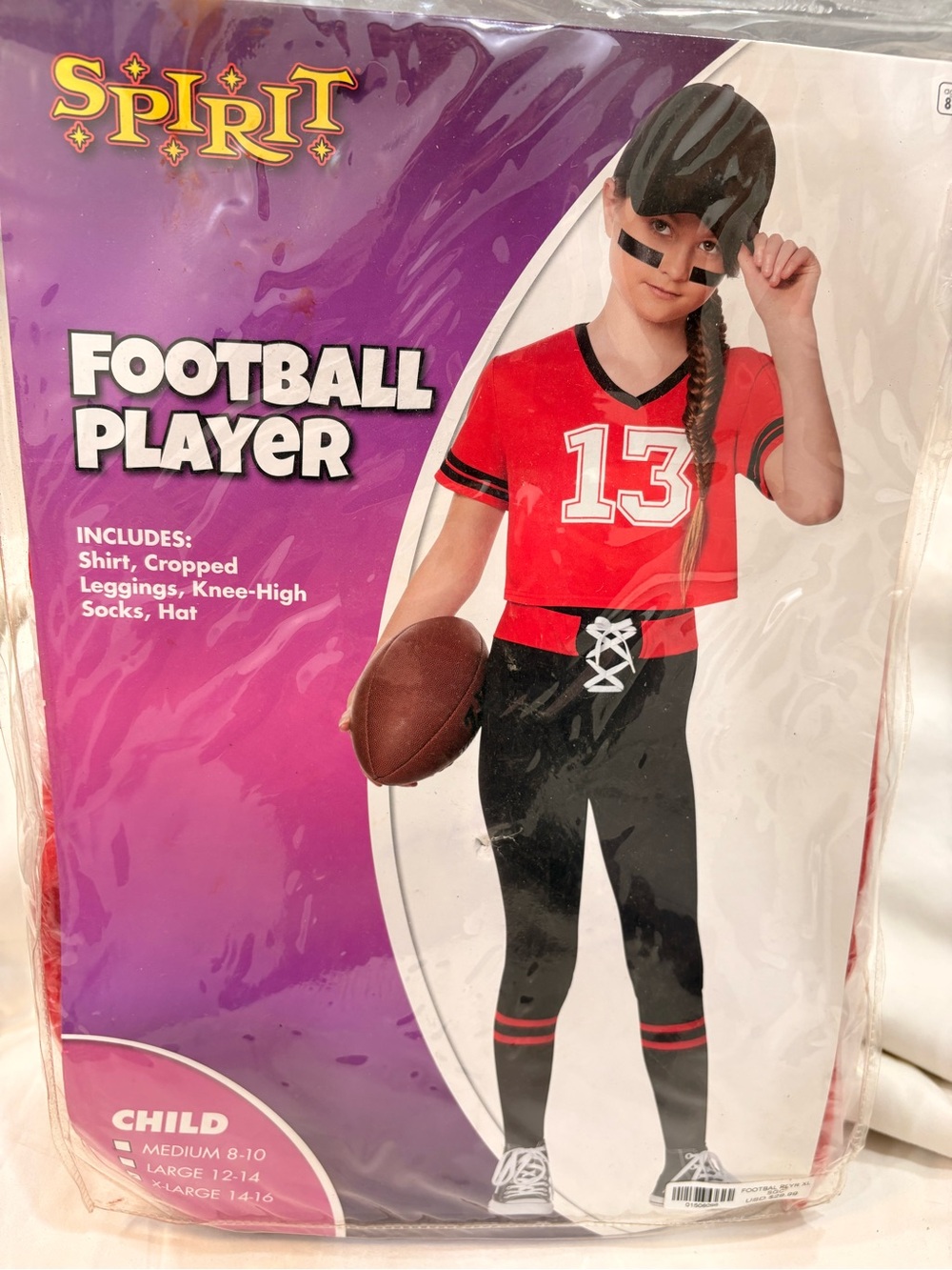 New Spirit Halloween Kids Football Player Costume Size XL 14-16